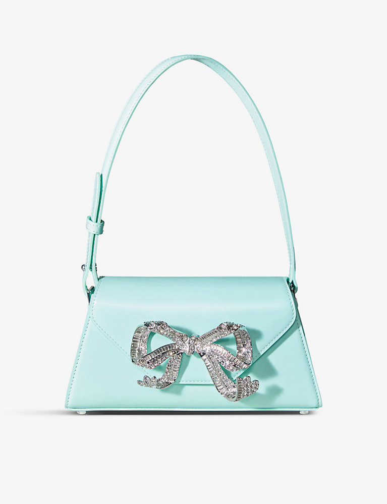 The Bow Mini diamanté and leather top-handle bag | Selfridges