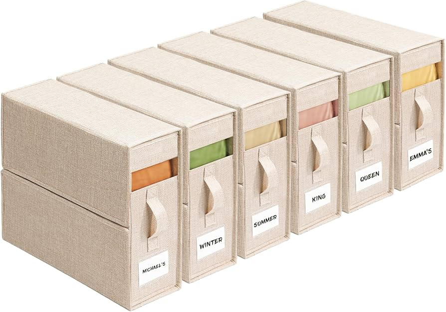 6Pack Sheet Organizers and Storage - King/Queen Size Sheet Storage Organizer with Window, Foldabl... | Amazon (US)