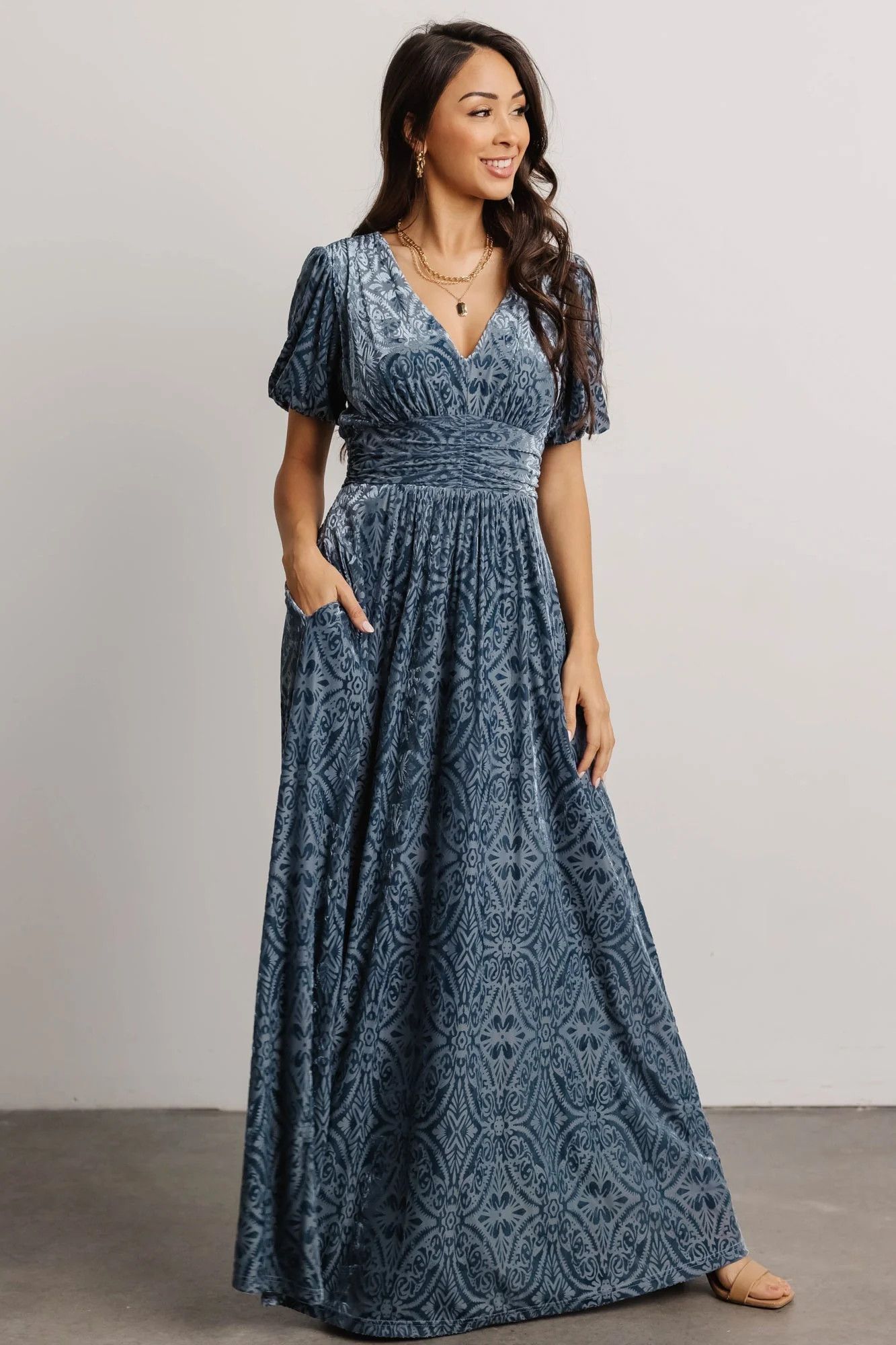 Leslie Velvet Maxi Dress | Blue | Baltic Born