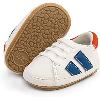 Amazon.com | SOFMUO Baby Boys Girls Lace Up Leather Sneakers Soft Rubber Sole Infant Moccasins Newbo | Amazon (US)