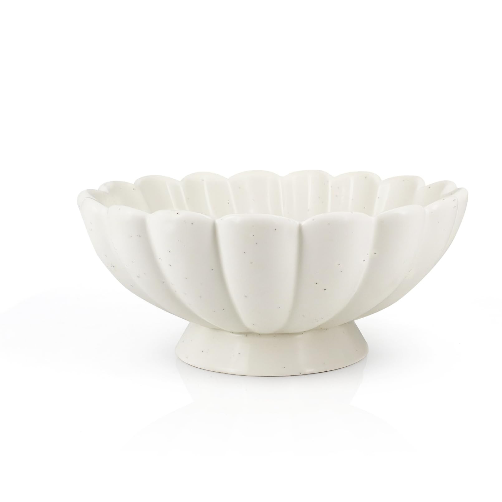 8" White Stoneware Scalloped Ruffle Decorative Bowl-Moderate Ceramic Fruit Bowl for Kitchen Count... | Amazon (US)