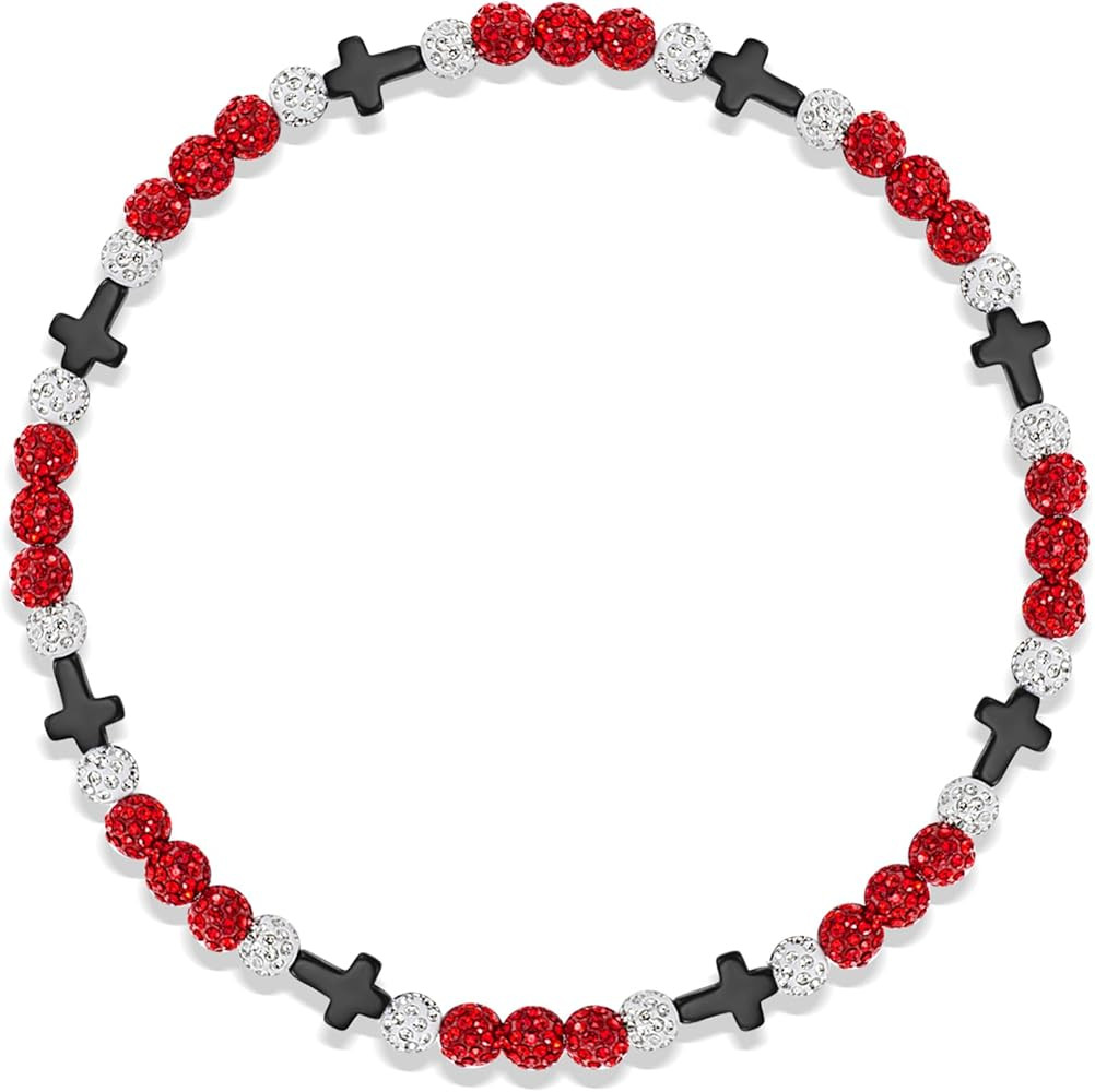 Beaded Baseball Necklace | Adjustable Sports Rope Chain with Baseball Cross Charm - Great Basebal... | Amazon (US)