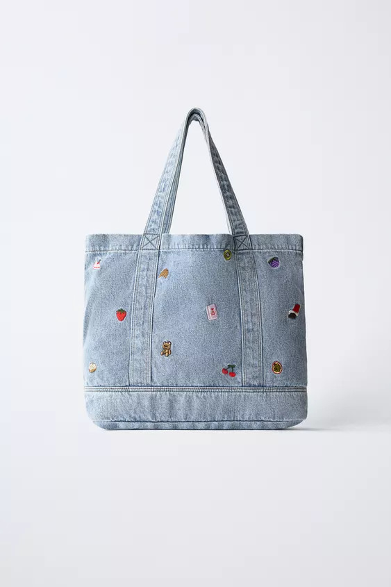 EMBROIDERED DENIM SHOPPER | Zara US