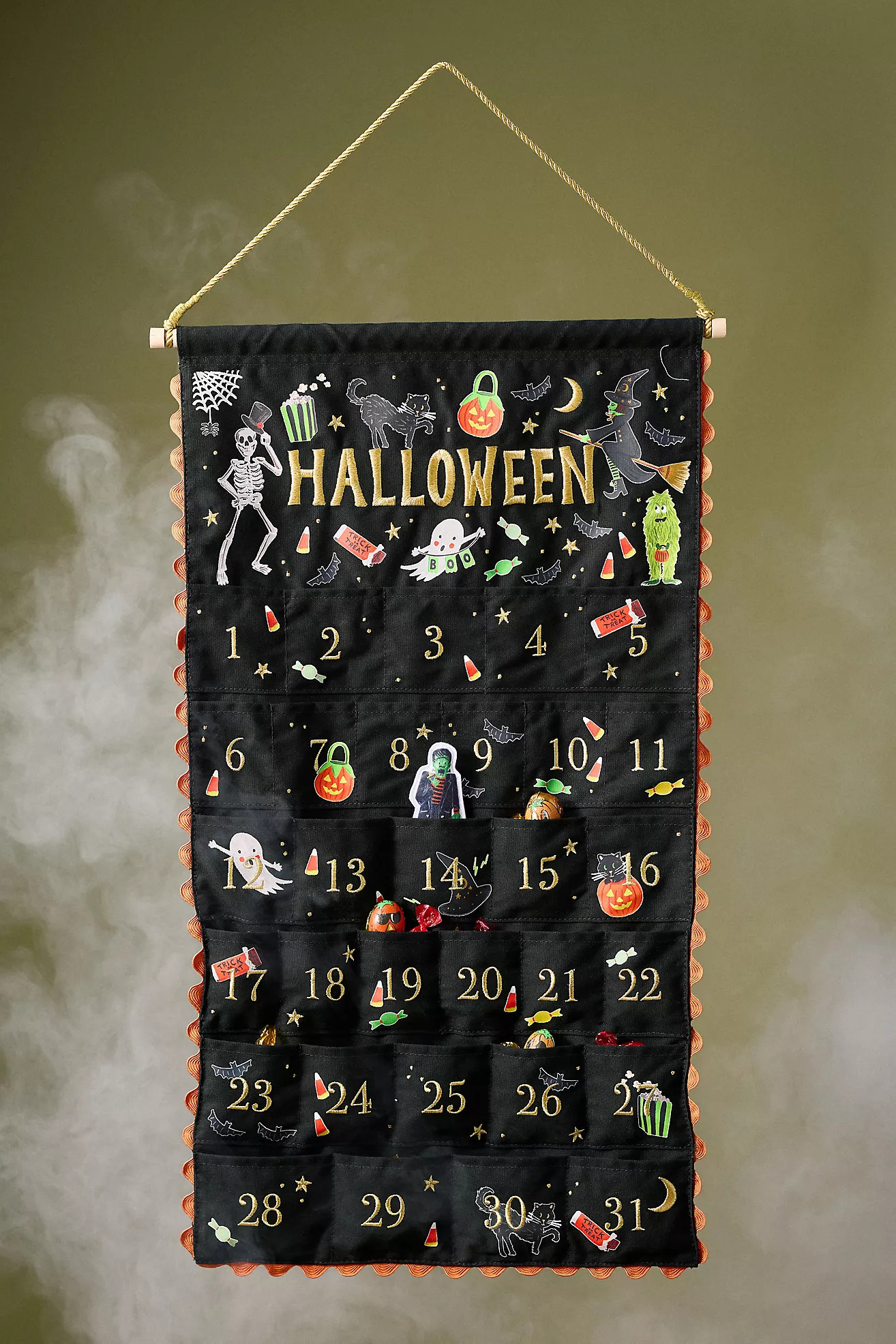 Rifle Paper Co. Halloween Parade Embroidered Hanging Countdown Calendar | Anthropologie (US)