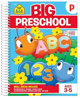 School Zone Big Preschool Workbook: 320 Spiral-Bound Pages, Pre-K, Colors, Shapes, Numbers, Early... | Amazon (US)