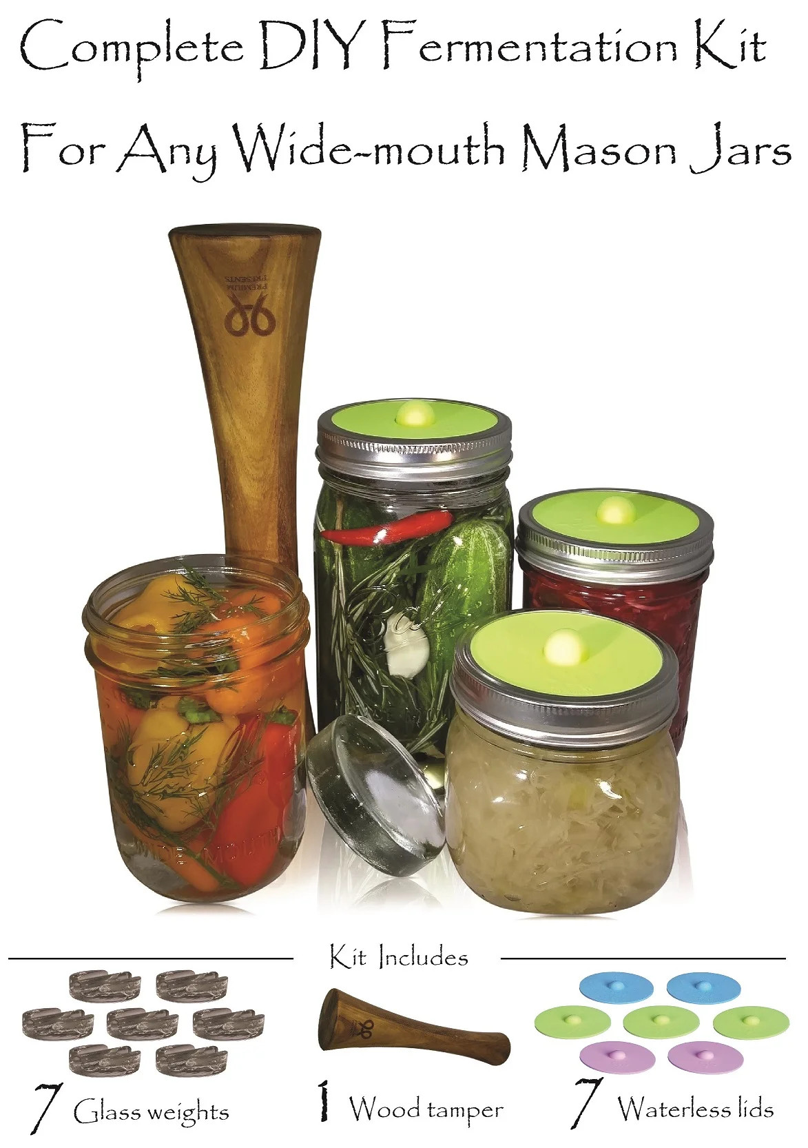 Canning kit. Complete DIY fermentation kit for wide mouth mason jars or pickling jars for 7 sets ... | Walmart (US)