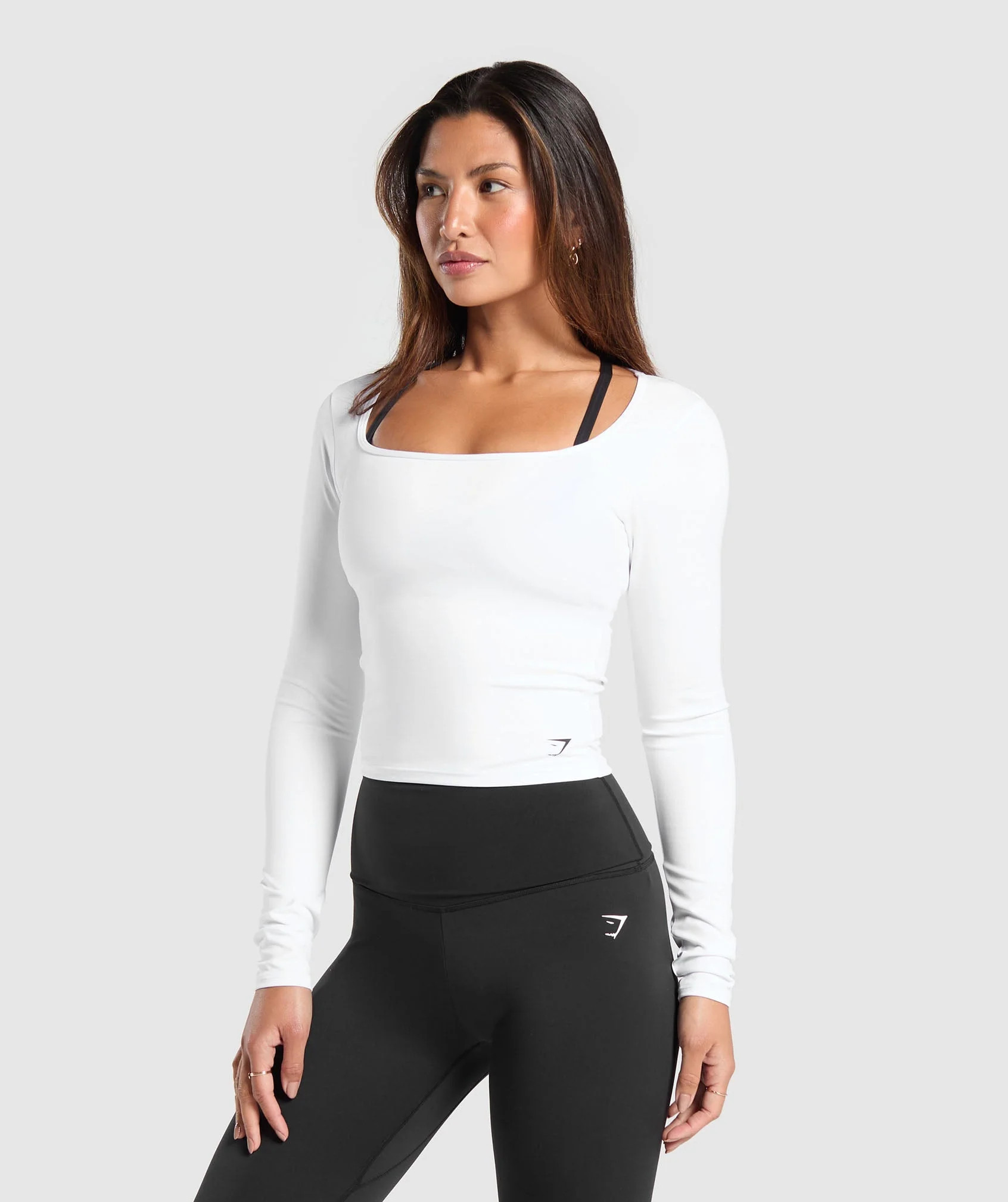 Gymshark Everyday Long Sleeve Midi Top - White | Gymshark US