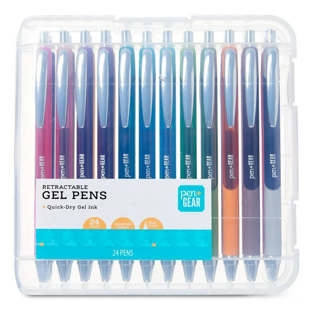 Pen+Gear Retractable Gel Pens, Assorted Colors, 24 Count | Walmart (US)