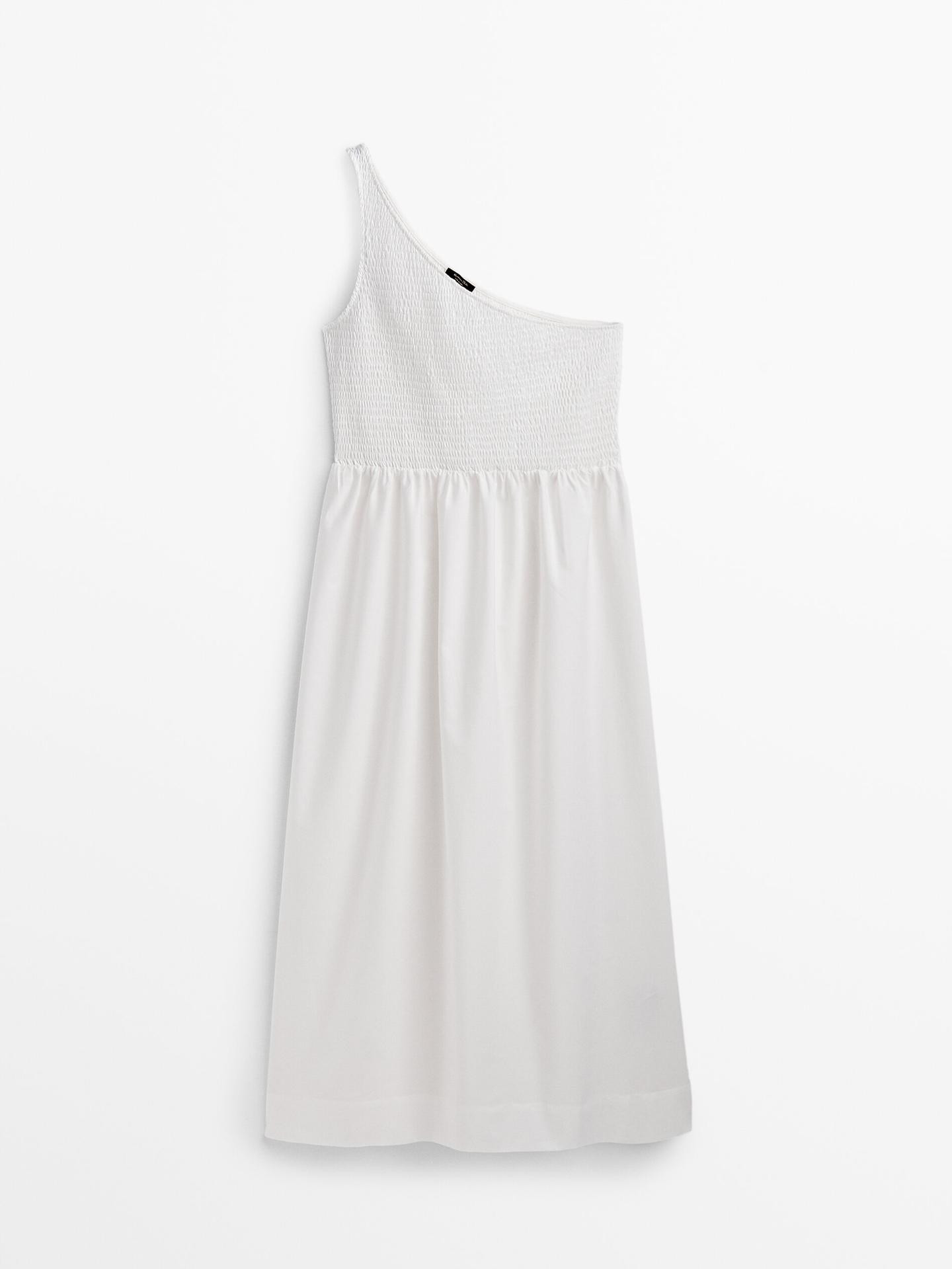 Asymmetrisches Midikleid aus Popelin | Massimo Dutti DE