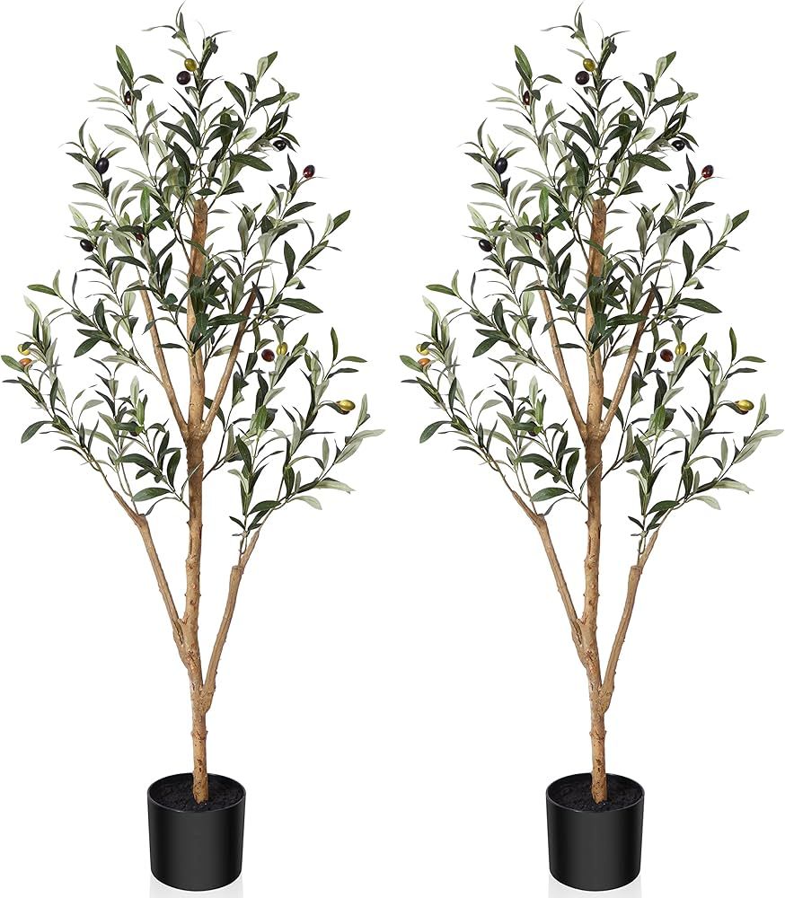 Kazeila Artificial Olive Tree 4FT Tall Faux Silk Plant for Home Office Decor Indoor Fake Potted T... | Amazon (US)