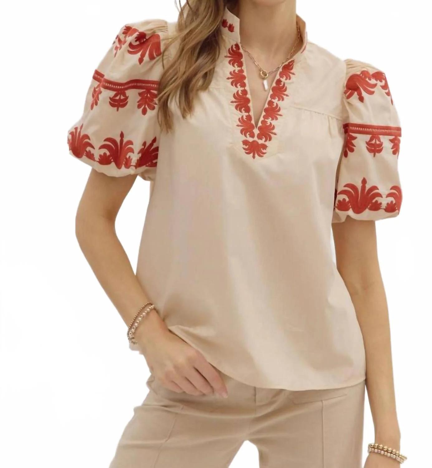 Always Good Embroidered Top In Ecru | Shop Simon