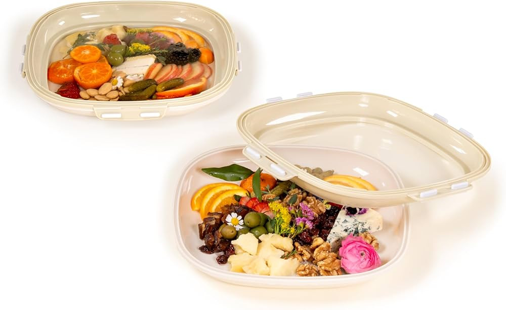 Crudités 2-Pack Portable Snack Tray | Food Containers with Reversible Stretch Lid | BPA-Free, Re... | Amazon (US)