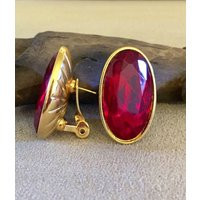 Gorgeous Ysl Yves Saint Laurent Catwalk Runway Raspberry Red Gripoix Earrings Pierced Clip Back W/Bold Crystals | Etsy (US)