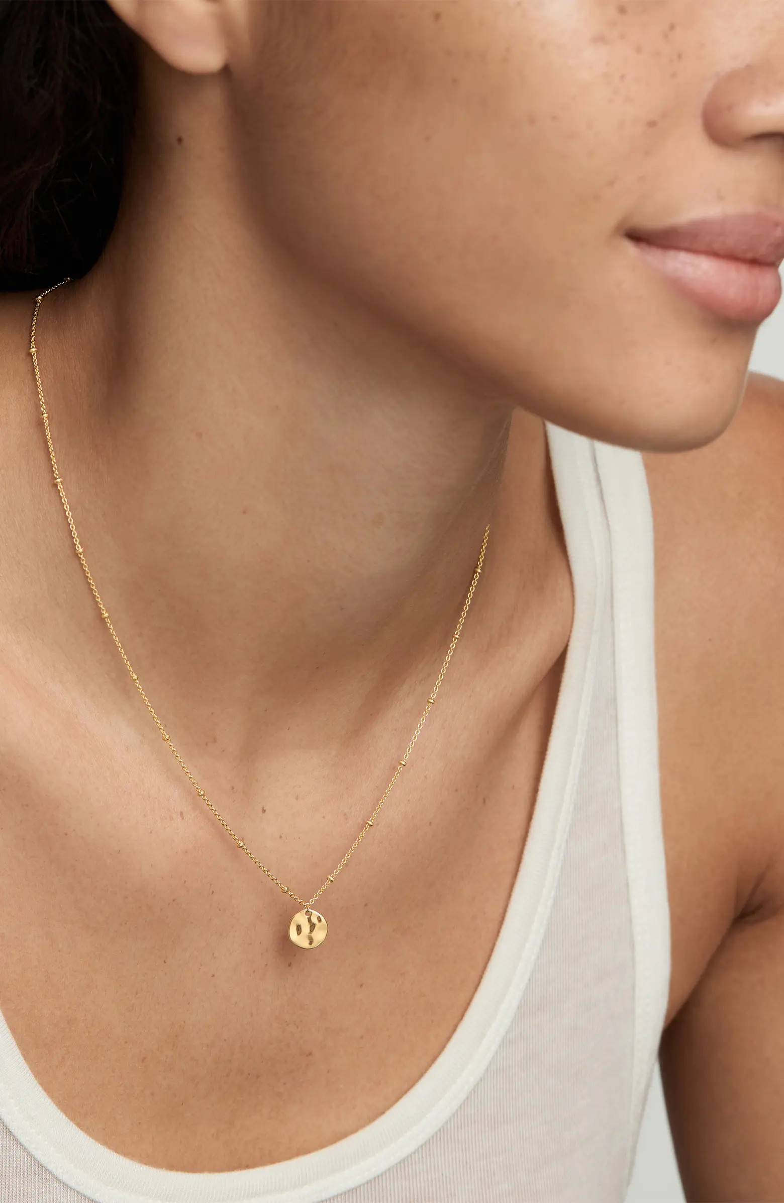 Monica Vinader Siren Muse Hammered Disc Pendant Station Necklace | Nordstrom | Nordstrom