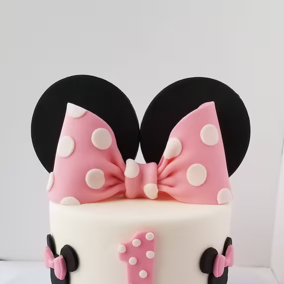 Edible Fondant Bow and Ears Cake Topper Bow Topper. | Etsy | Etsy (US)