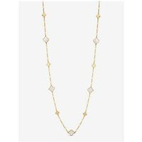Inicio Gold Plated Polished and Mother of Pearl Long Clover Necklace, Gold, Women | Very (UK)