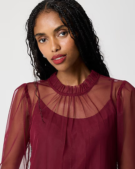Tulle ruffleneck top | J.Crew Factory