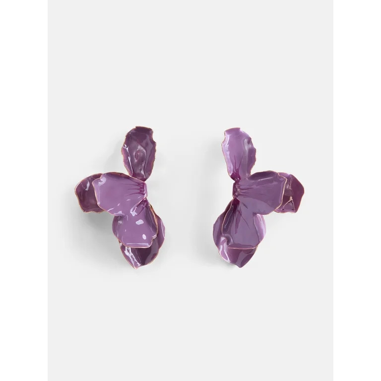 Scoop Women's Gold Tone Maude Petal Earrings, 1 Pair | Walmart (US)