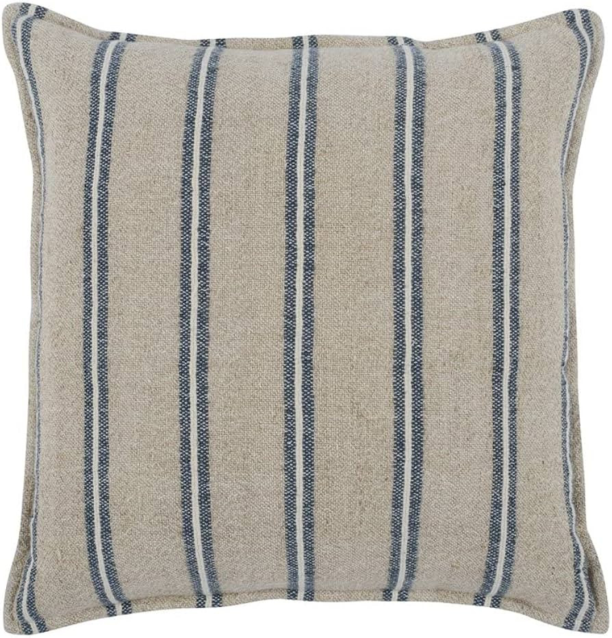Kosas Home Demi 20x20 Square Linen & Cotton Throw Pillow in Blue/Natural | Amazon (US)