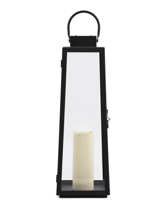 22in Led Metal And Glass Outdoor Lantern | TJ Maxx