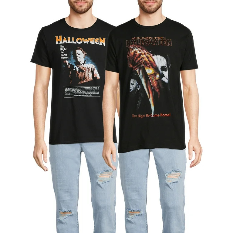John Carpenter's Halloween Men's and Big Men's Short Sleeve Graphic Tee, 2-Pack | Walmart (US)