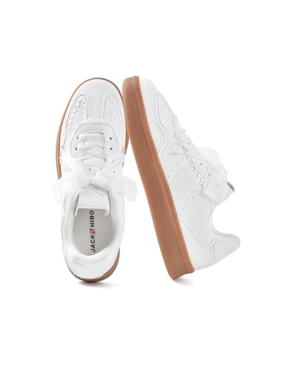 Women's Ribbon Lace-Up Fashion Sneakers Arch Support Tennis Walking Shoes | Amazon (US)