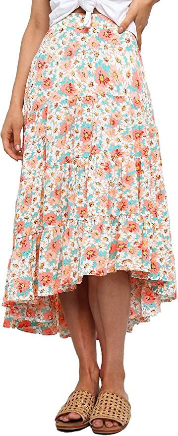 PRETTYGARDEN Women’s Bohemian Tie Dye Print Long Skirts Button Down High Waist Split A-Line Max... | Amazon (US)