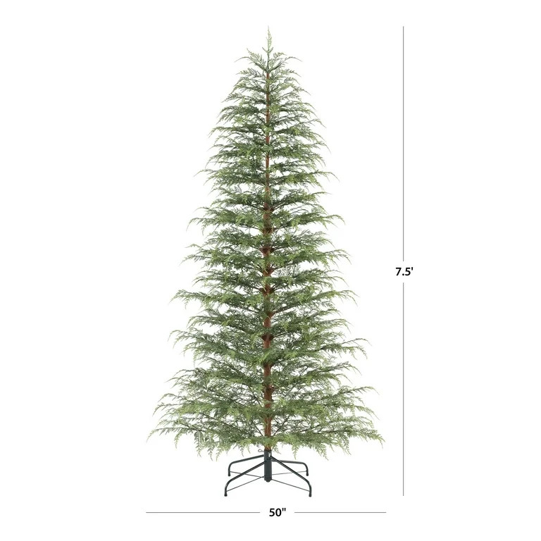 My Texas House 7.5ft Pre-lit Twinkle LED Cypress Artificial Christmas Tree, 500 LED, Green | Walmart (US)