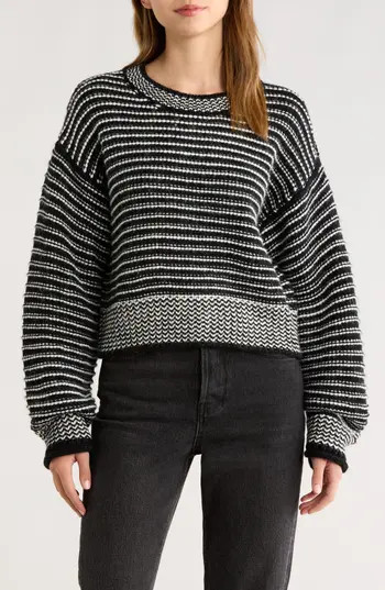 All in Favor Chunky Stripe Sweater in Black White at Nordstrom Rack, Size X-Small | Nordstrom Rack
