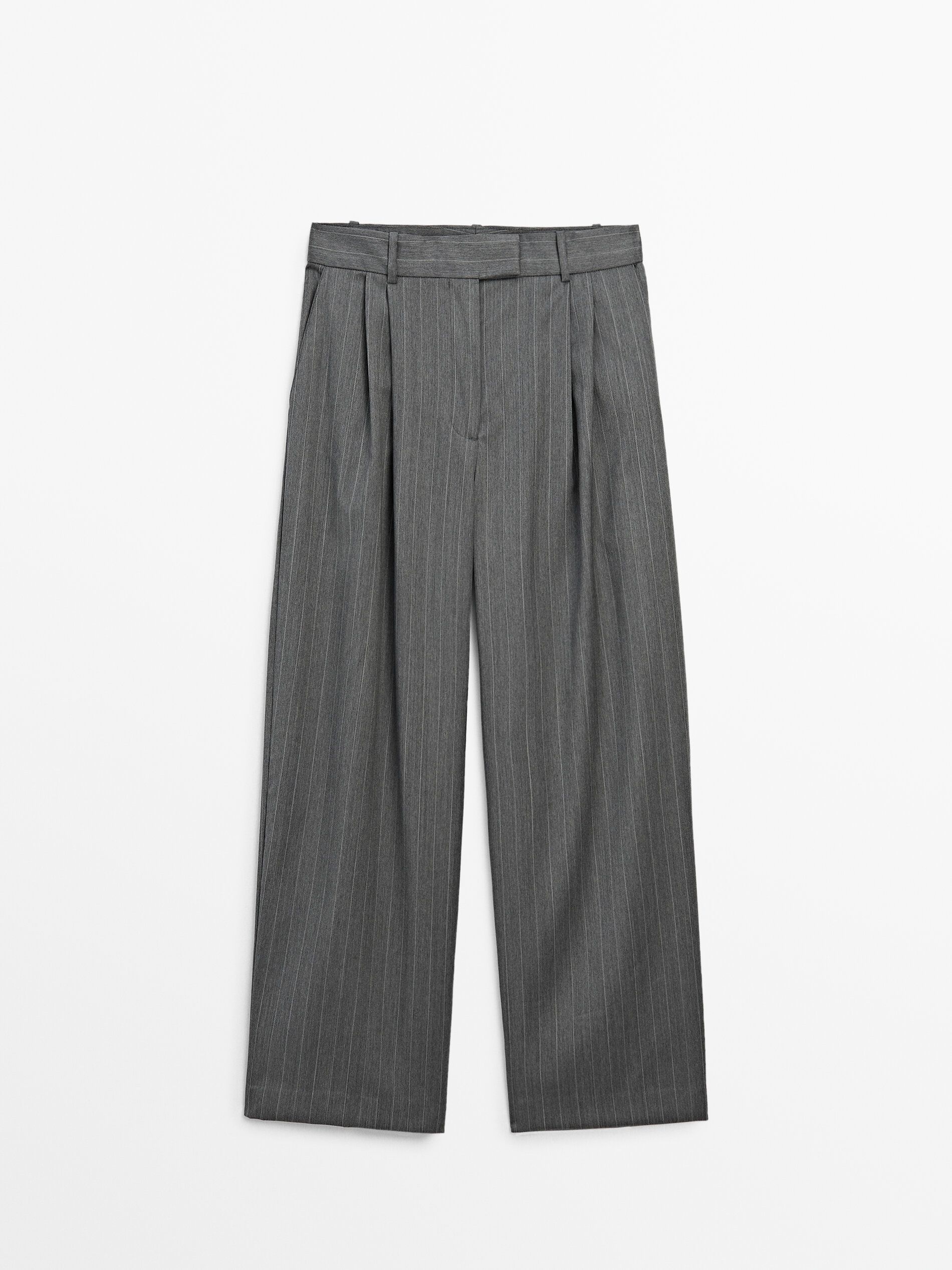 Straight-leg pinstripe trousers | Massimo Dutti (US)