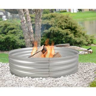 Infinity 36 in. x 13 in. Round Galvanized Steel Wood Fire Ring | The Home Depot