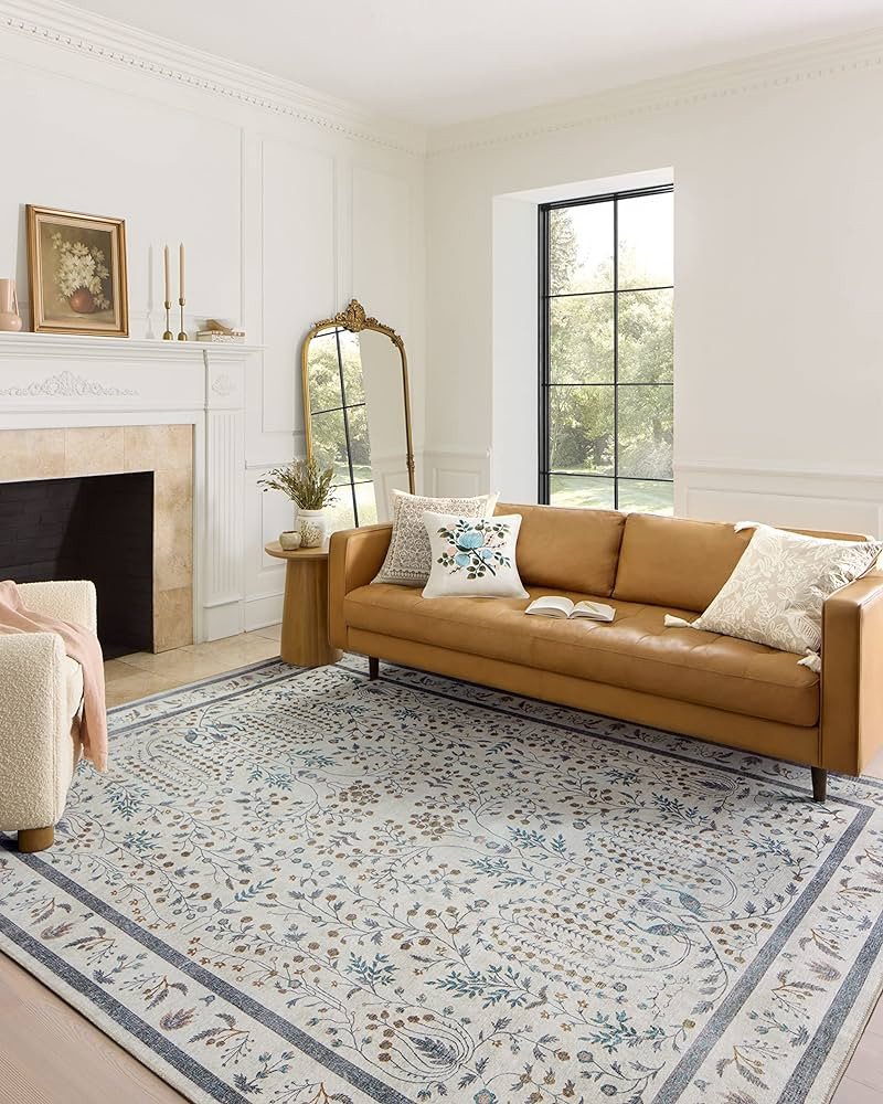 Loloi Rifle Paper Co. Maison Collection MAO-05 Wisteria Cream 7'-6" x 9'-6", .19" Pile Height, Ar... | Amazon (US)