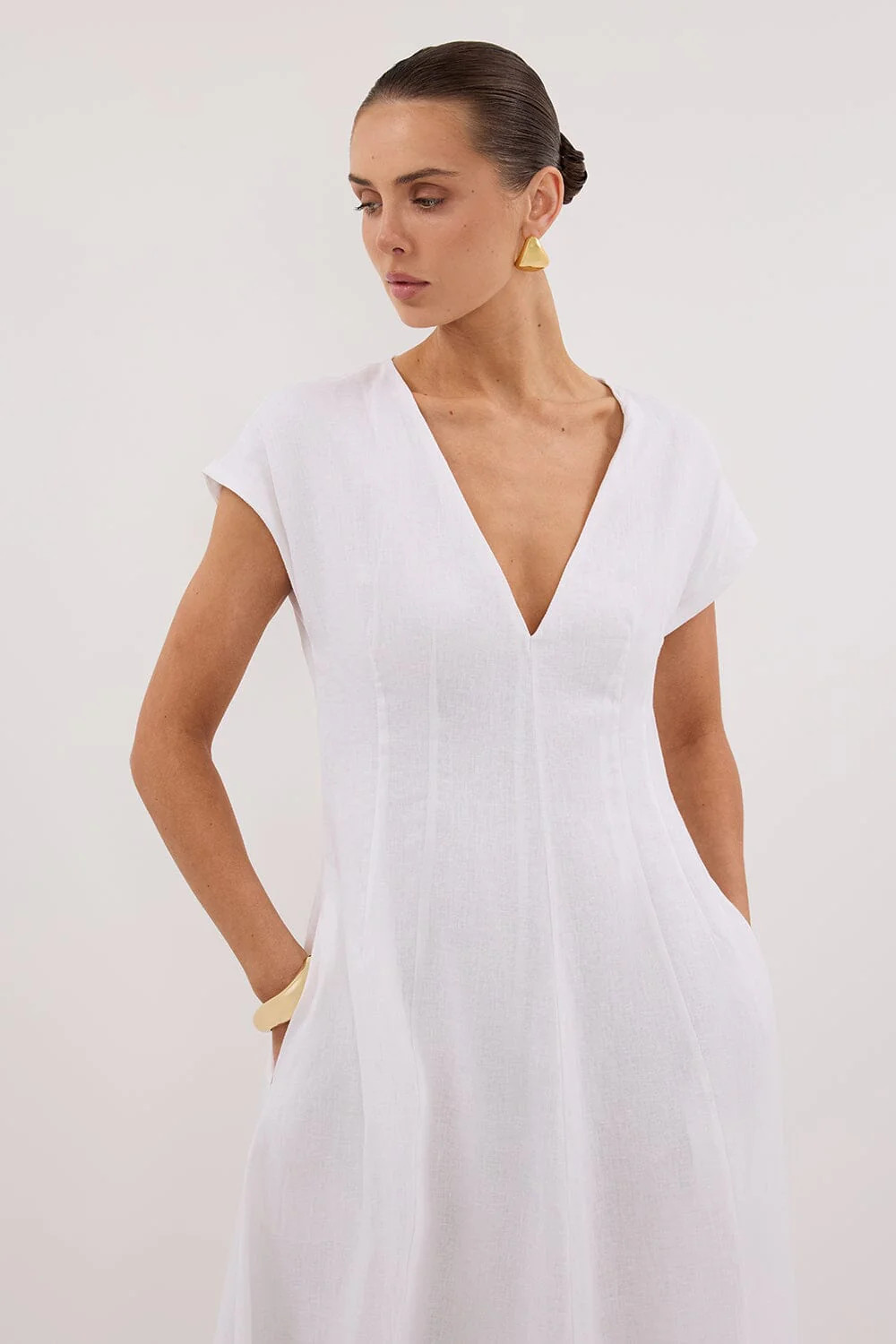 MATISSE WHITE LINEN MIDI DRESS | DISSH