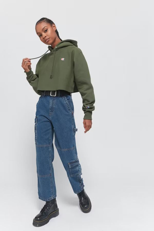 Champion Reverse Weave Cropped Hoodie Sweatshirt | Urban Outfitters (US and RoW)