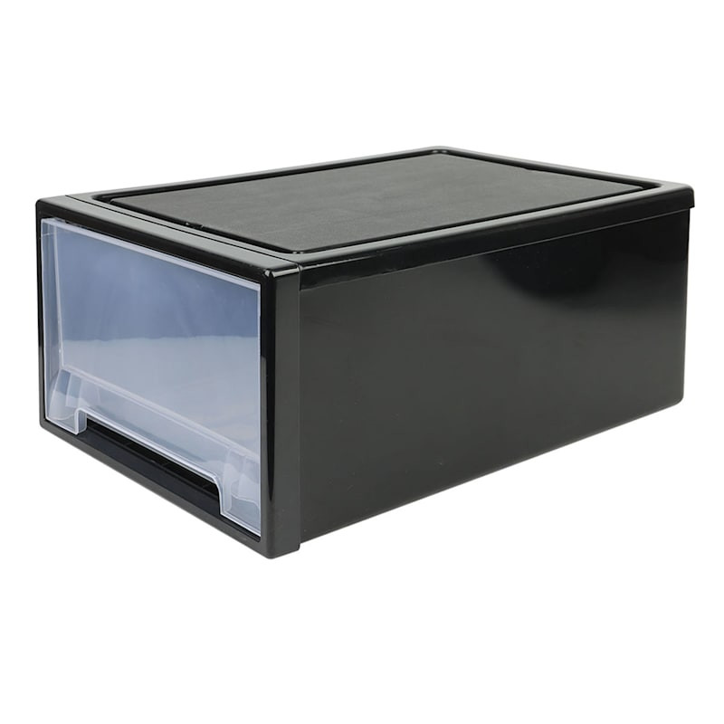 Black Stackable Storage Drawer, Small | At Home