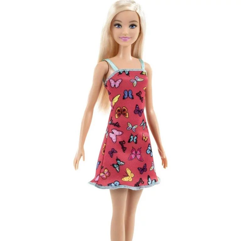 Barbie Fashion Doll with Blonde Hair Dressed in Colorful Butterfly Print Dress - Walmart.com | Walmart (US)