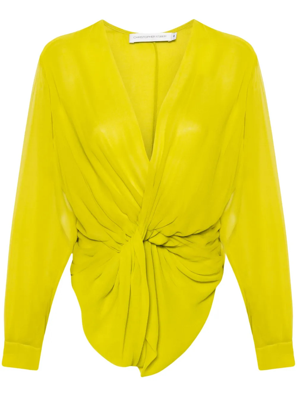 Christopher Esber Springs Silk twist-front Blouse | Green | FARFETCH | Farfetch Global