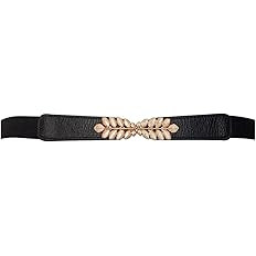 eVogues Plus size Leaf Interlocking Buckle Elastic Belt | Amazon (US)