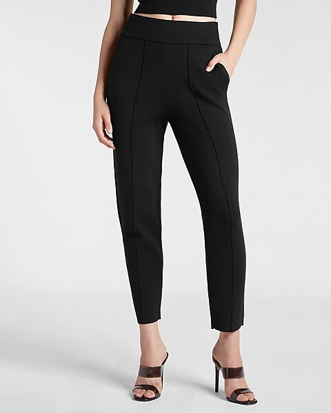 High Waisted Seamed Sweater Carrot Ankle Pant | Express