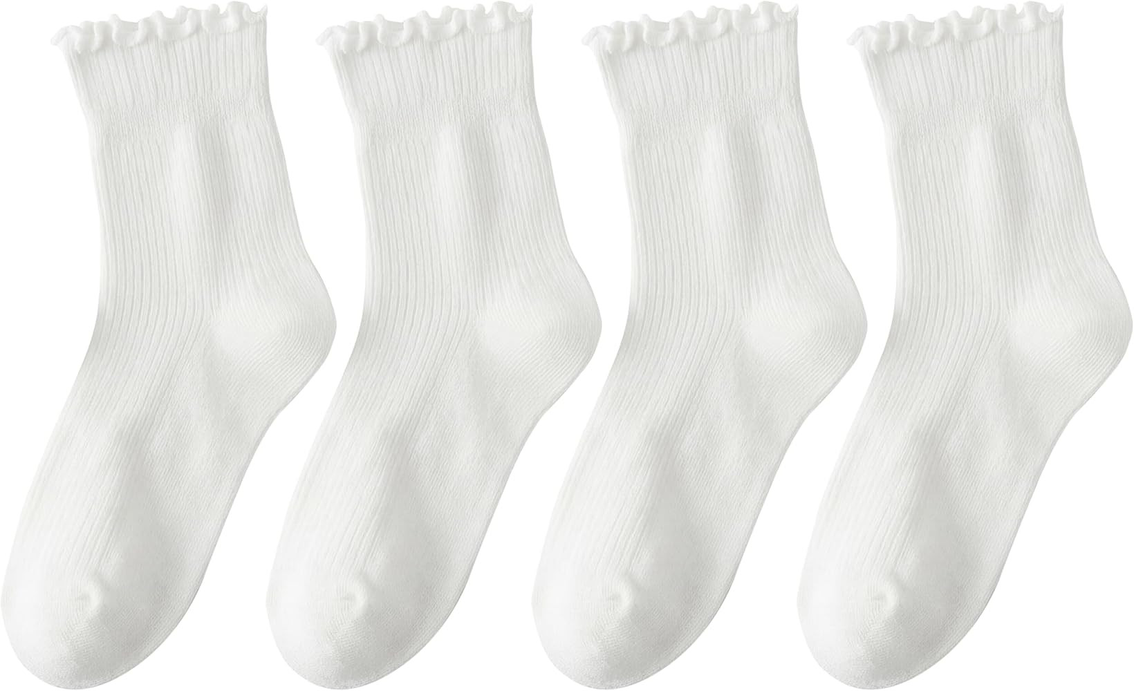 Women Ruffle Socks, Cute Ankle Crew Socks for Women, 4 Pairs Frilly Womens Socks Size 5-9 | Amazon (US)