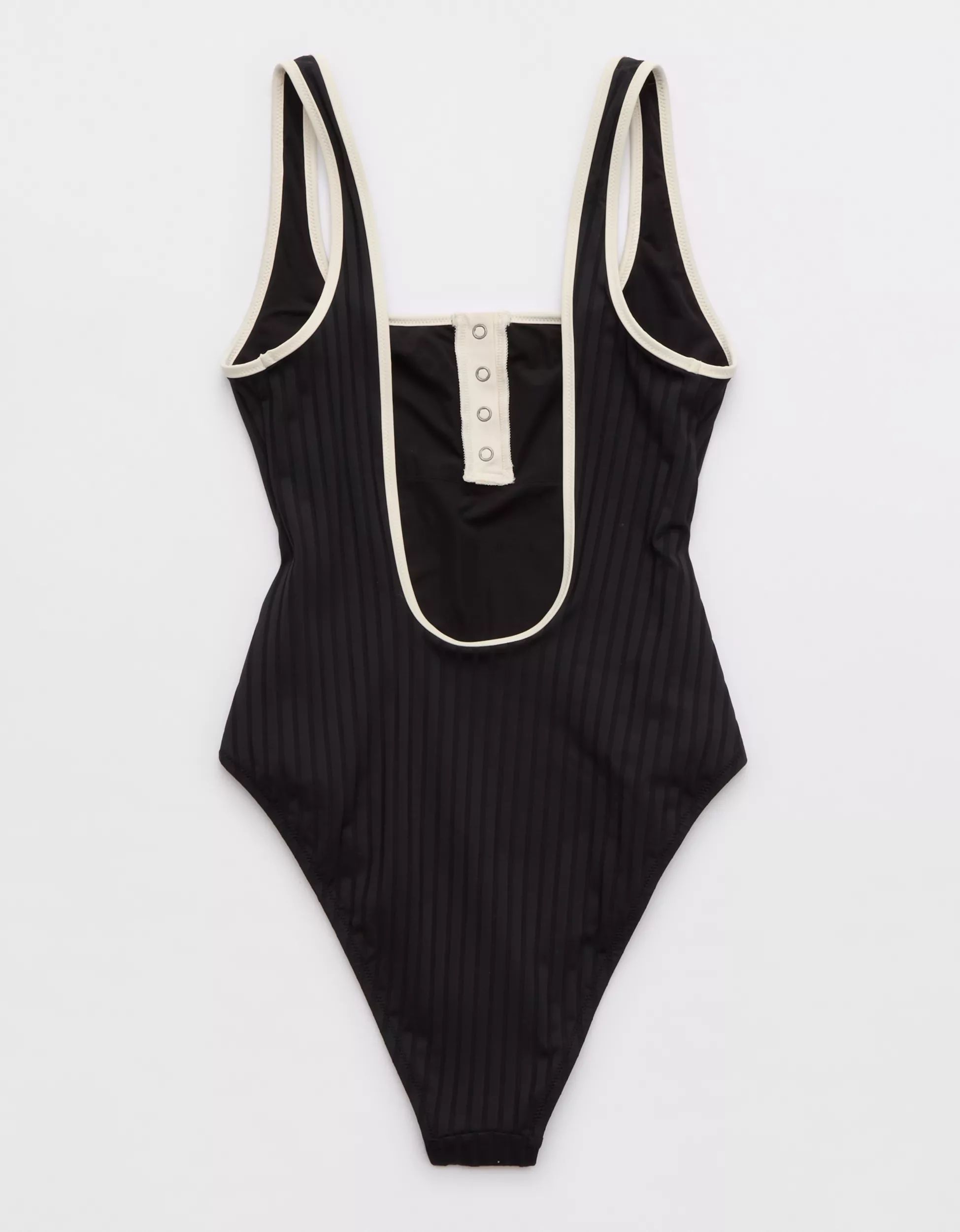 Aerie Wide Rib Henley Cheeky One Piece Swimsuit | Aerie