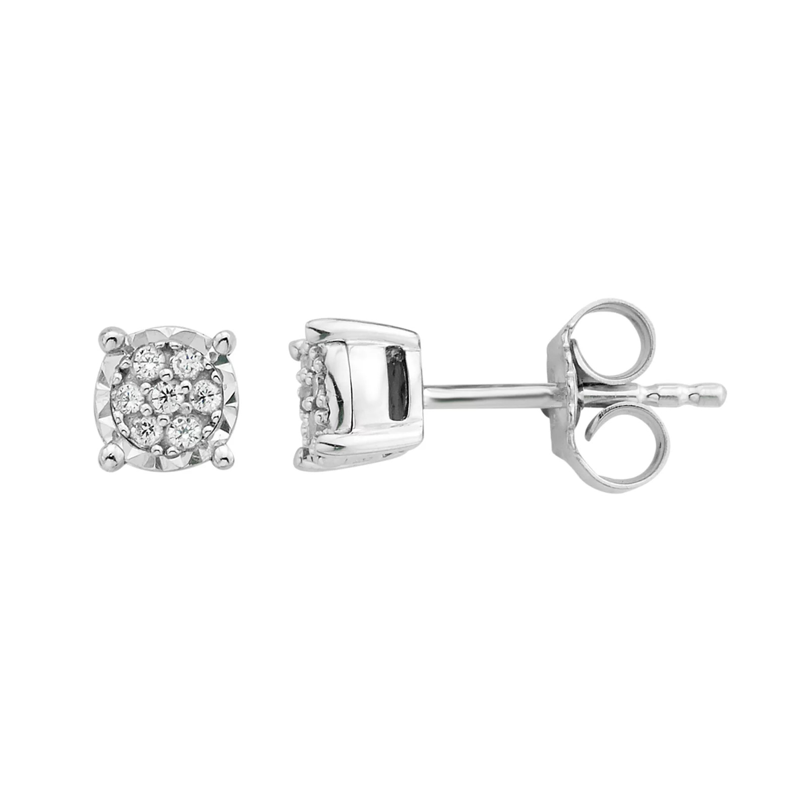 Sterling Silver 1/10 Carat T.W. Diamond Cluster Stud Earrings, Women's, White | Kohl's