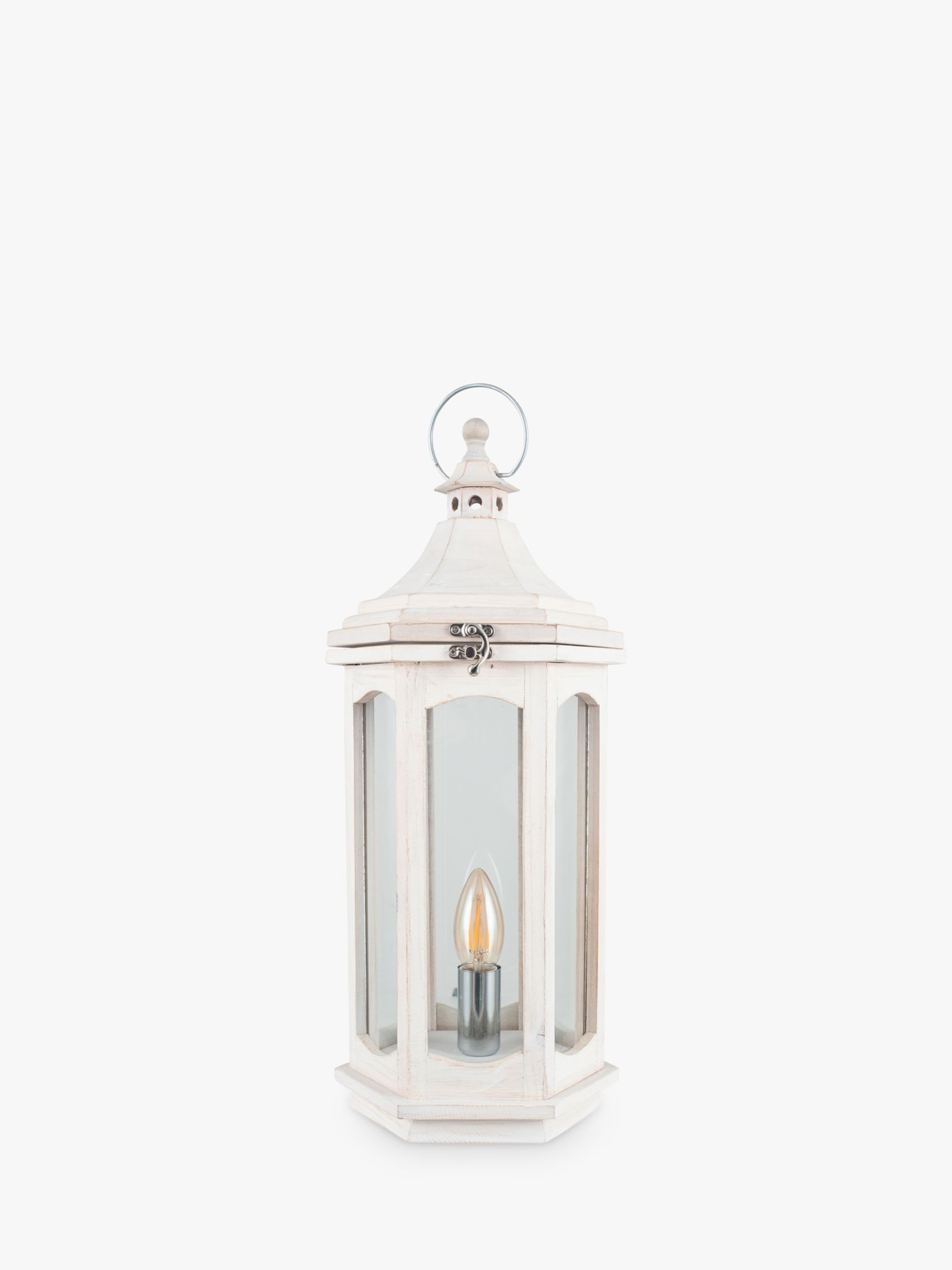 Pacific Lifestyle Adaline Wooden Lantern Table Light, White | John Lewis (UK)