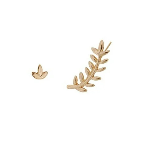 Olive Leaf Ear Crawler Set - Branch Cuff Earrings Stud and Cuff, Gold-Tone | Walmart (US)