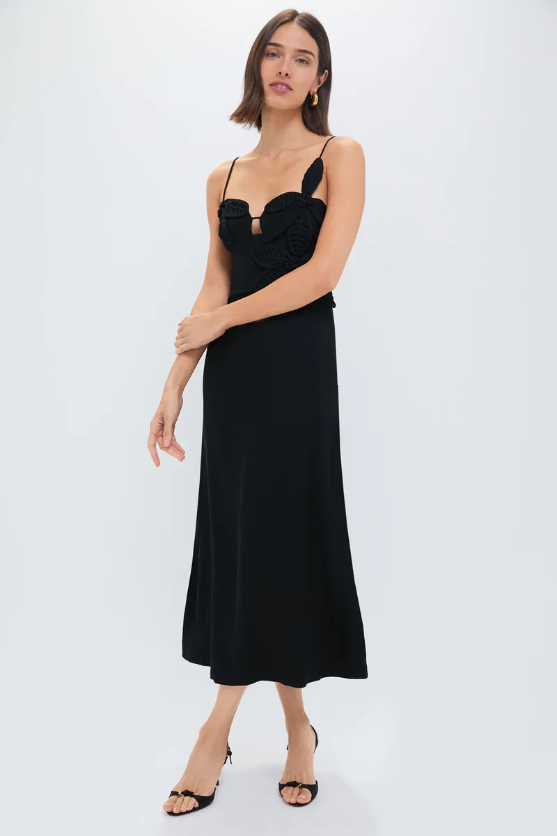 Black Flowered Bust Midi Dress | Tuckernuck (US)