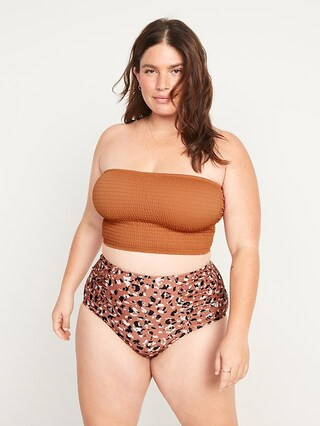 Smocked Bandeau Longline Bikini Swim Top for Women | Old Navy (US)