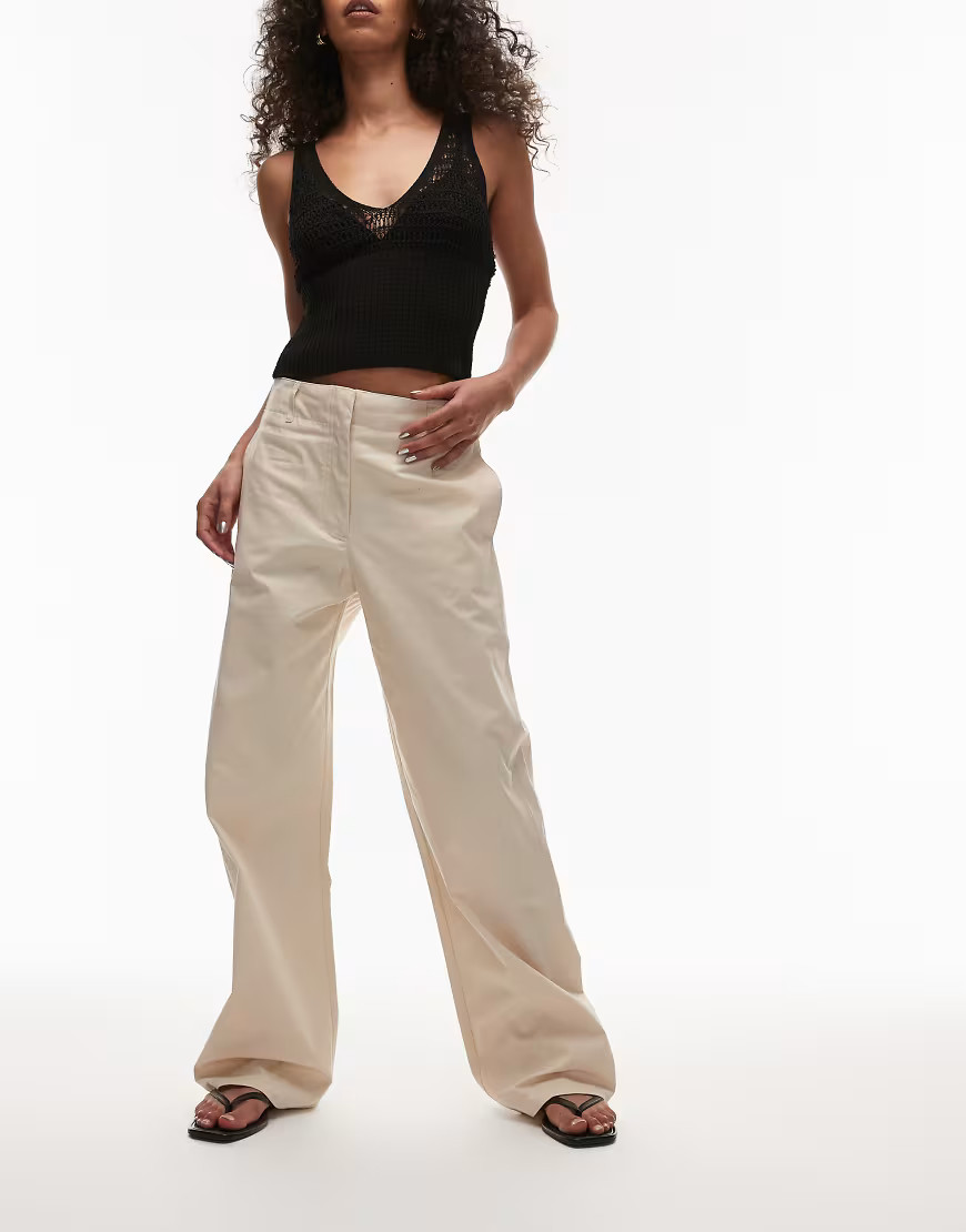 Mango concealed button slim pants in light beige-Neutral | ASOS (Global)