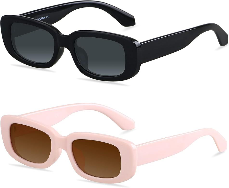 Rectangle Sunglasses for Women Square Frames Trendy Retro Vintage 90s UV Protection Sun Glasses Smal | Amazon (US)