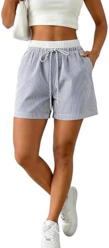 Spriolim Boxer Shorts for Women Striped Drawstring Comfy Elastic Waist Short Lounge Pajama Casual... | Amazon (US)