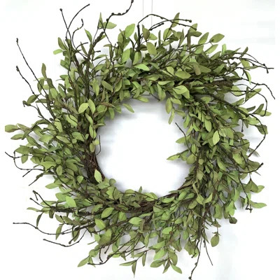 24" Handmade Spring Tea Leaf Front Door Wreath | Wayfair North America